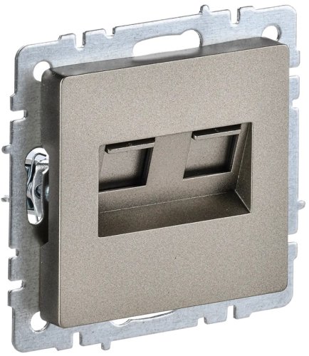 Розетка компьютерная без рамки IEK Brite РК10-2-БрШ 2-м. RJ45+RJ45 5e шампань картинка